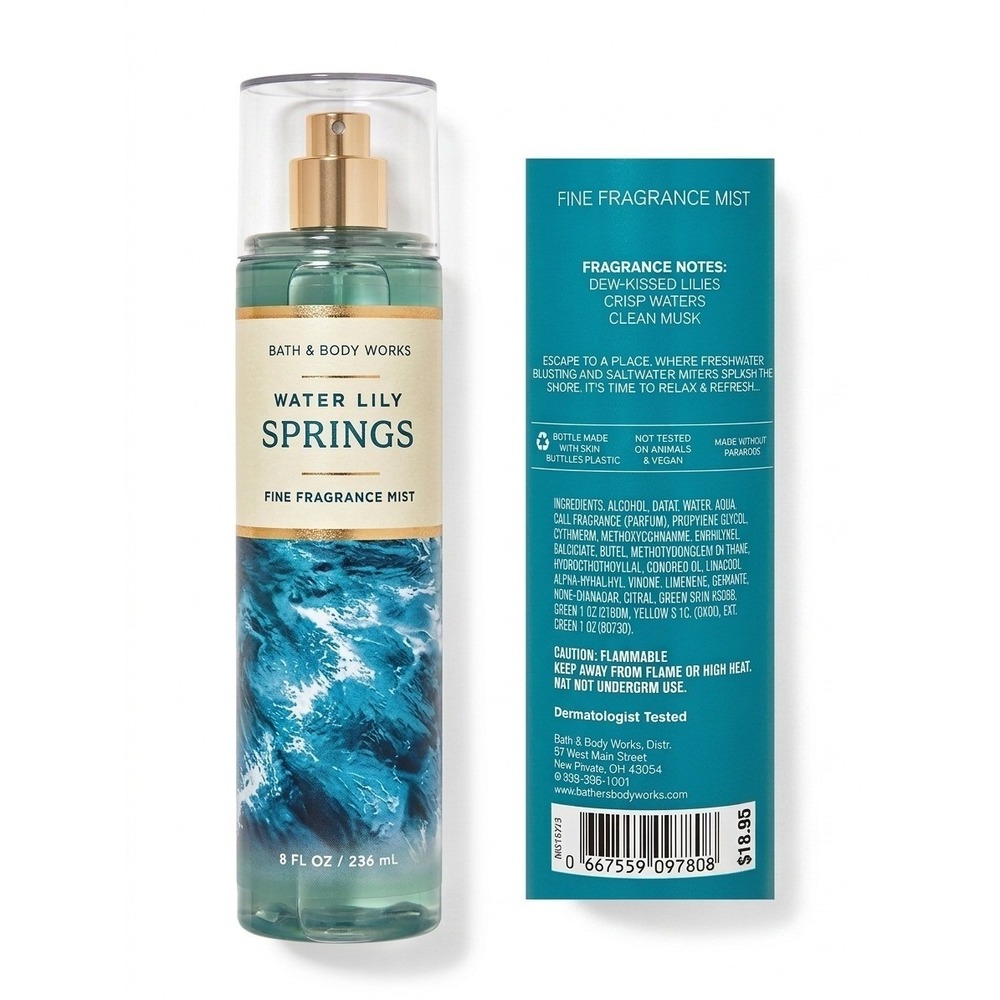 Bath & Body Works Water Lily Springs Fine‎ Fragrance Mist 8 fl oz Body Spray